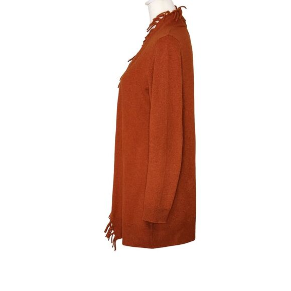 Fenn Wright Manson Cashmere Fringe Cardigan Orange Open Front Women's Medium - Picture 3 of 10